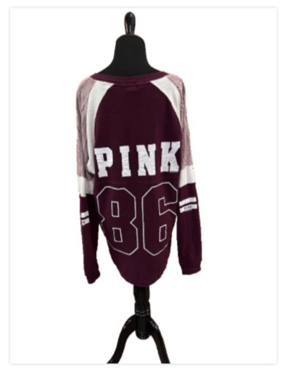 Victoria's Secret PINK 86 Varsity Jersey Top M Burgundy Y2K Collegiate Preppy